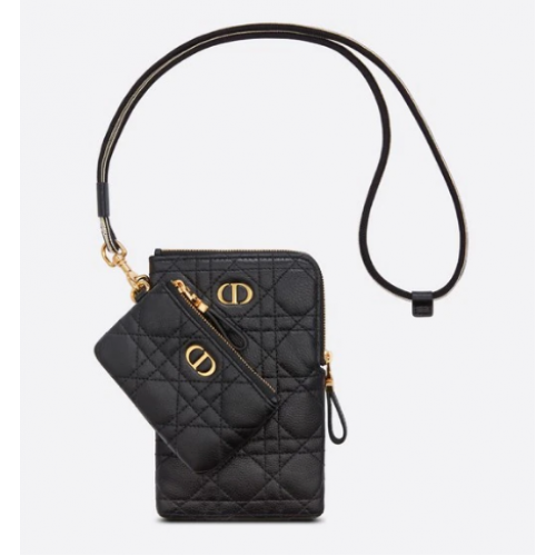 DIOR CARO MULTIFUNCTIONAL POUCH Black Supple Cannage Calfskin S5036UW