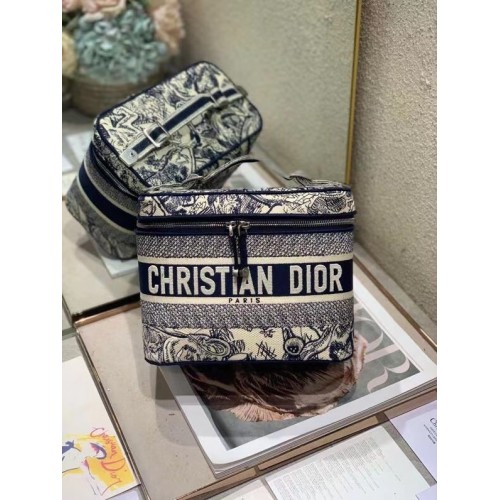 DIOR DIORTRAVEL VANITY CASE Blue Dior Oblique Embroidery S5480VR