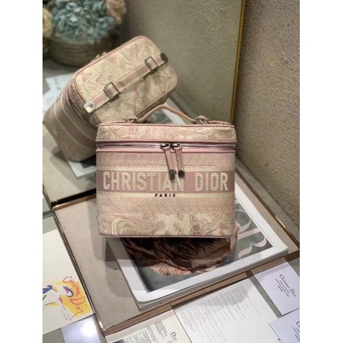DIOR DIORTRAVEL VANITY CASE pink Dior Oblique Embroidery S5480VR