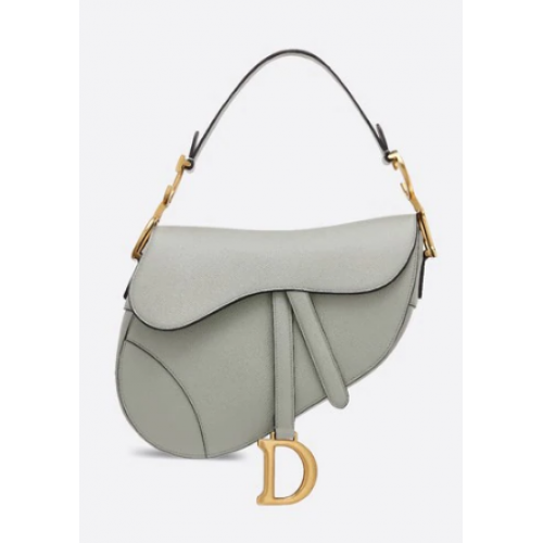 DIOR GRAY STONE SADDLE GRAIN CALFSKIN BAG M0446C