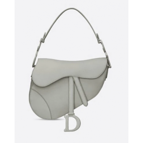 DIOR GRAY STONE SADDLE MATTE CALFSKIN BAG M0446I