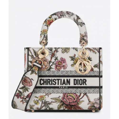 DIOR MEDIUM LADY D-LITE BAG Multicolor Dior Jardin Botanique Embroidery M0565