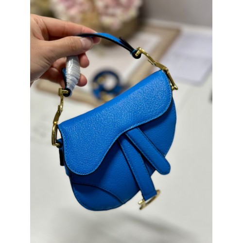 DIOR MICRO SADDLE BAG Antique Goatskin S5685CC blue