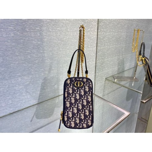 DIOR MINI BOBBY BAG Embroidery C0955A dark blue