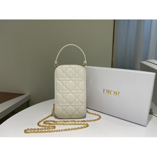 DIOR MINI BOBBY BAG Gradient Cannage Lambskin C0955 white
