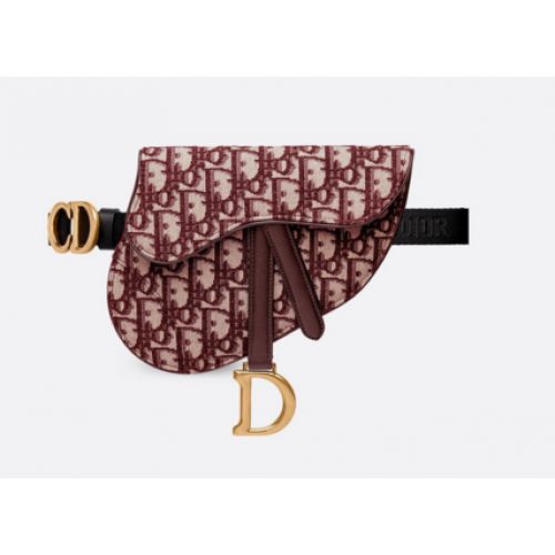 DIOR OBLIQUE SADDLE BELT BAG S5632CTZQ burgundy