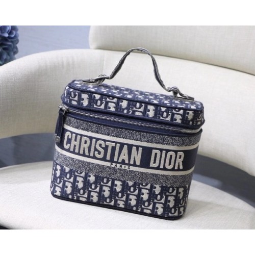 Dior Oblique Embroidered DIORTRAVEL VANITY CASE S5480  Blue