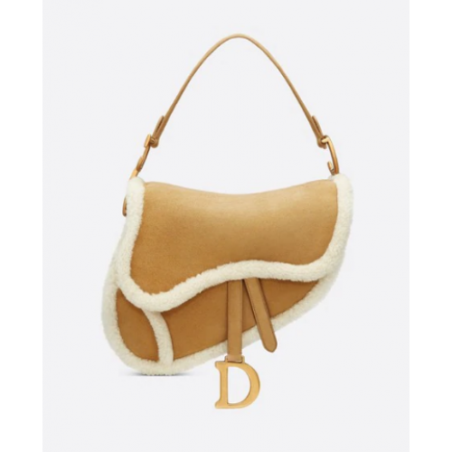 DIOR SADDLE BAG Camel-Colored Shearling M0446C