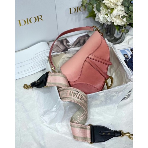DIOR SADDLE BAG Gradient Calfskin M0446C Pink &Shoulder strap