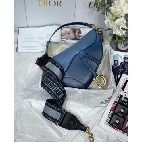 DIOR SADDLE BAG Gradient Calfskin M0446C blue &Shoulder strap