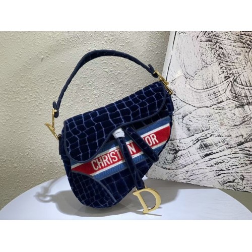 DIOR SADDLE BAG Velvet C2551 Dark Blue