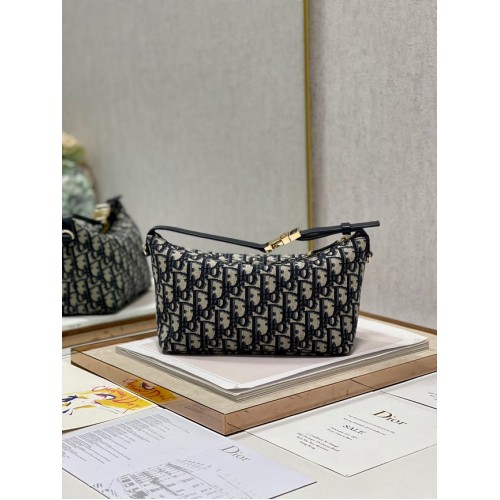 DIOR SMALL BOBBY BAG Embroidery S5554 dark blue