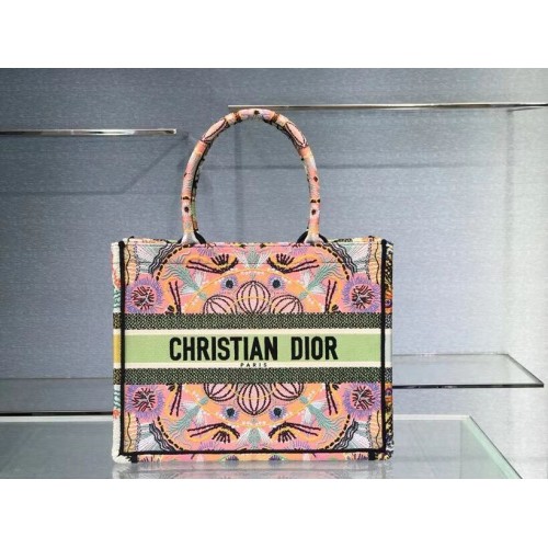 DIOR SMALL DIOR BOOK TOTE Multicolor Tie Dior Embroidery C1296