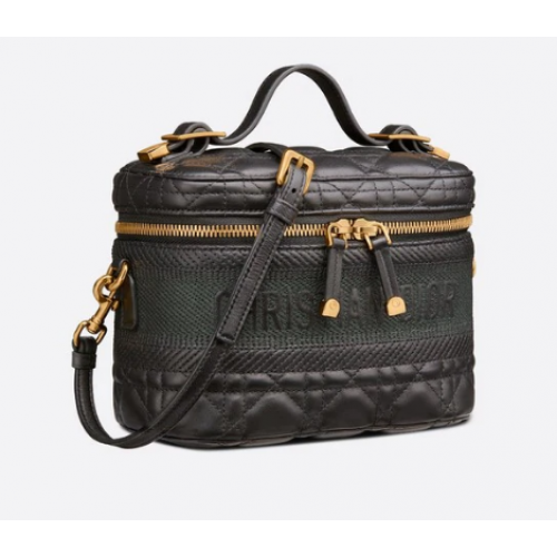 DIOR SMALL DIORTRAVEL VANITY CASE Cannage Lambskin S5488U black