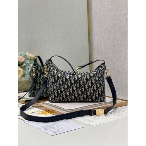 DIOR SMALL Shoulder Bag Embroidery S5552 dark blue