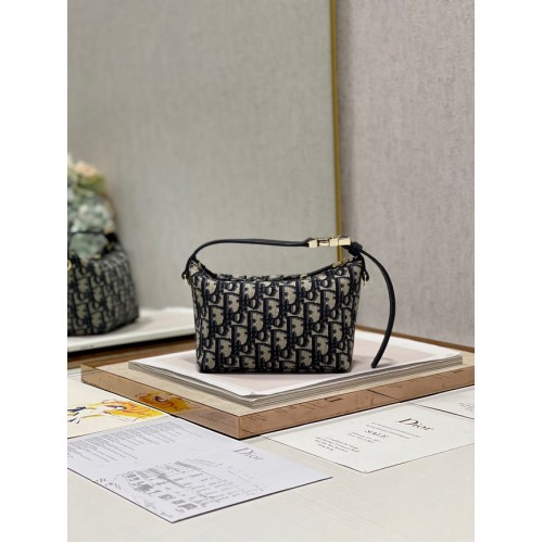 DIOR SMALL Shoulder Bag Embroidery S5553 dark blue