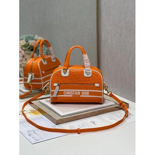 DIOR medium Embossing leather tote Bag A9200 orange