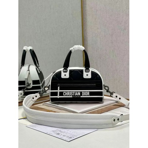 DIOR medium Embossing leather tote Bag C9178A black