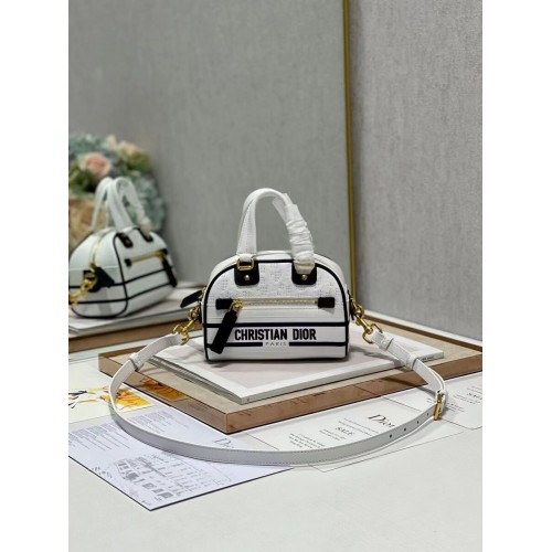 DIOR small Embossing leather tote Bag C9201 white