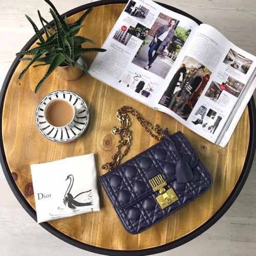 DIORADDICT FLAP BAG IN BLUE CANNAGE LAMBSKIN M5818