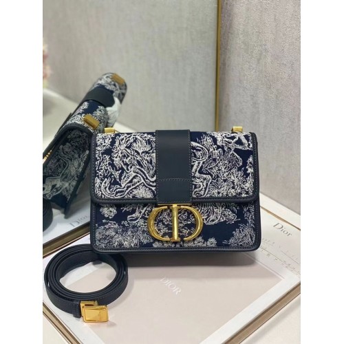 Dior 30 MONTAIGNE BAG Oblique Jacquard C9263-2 dark blue