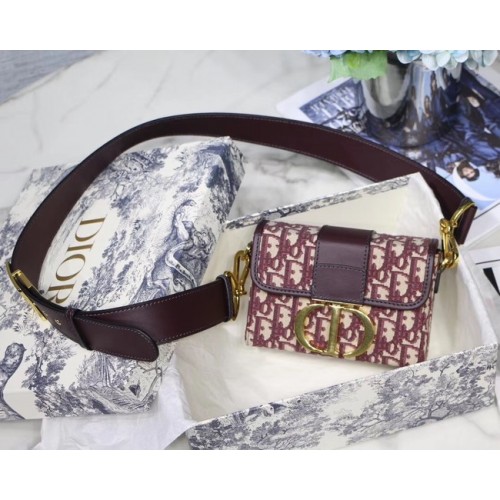 Dior 30 MONTAIGNE JACQUARD CANVAS BOX BAG M928 burgundy
