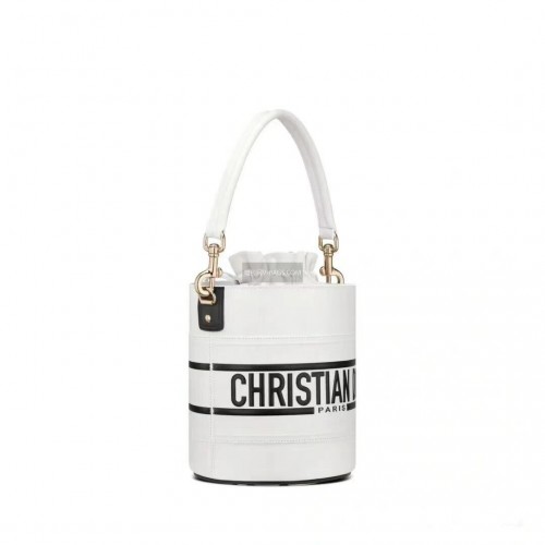 Dior Bubble Maple Leaf Calfskin Bucket Bag C9300 white
