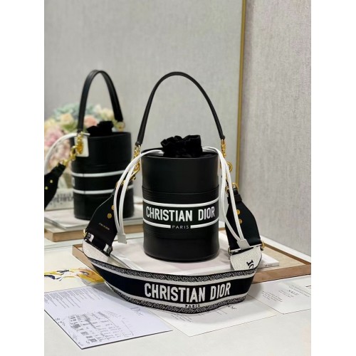 Dior Bubble Maple Leaf Calfskin Bucket Bag C9300 black