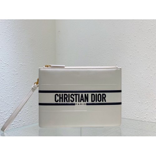 Dior Calfskin Cluth Bag C9181 white