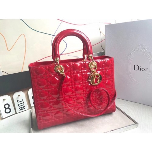 Dior GROTE LADY DIOR-TAS VAN LAMSLEER CAL44560 red