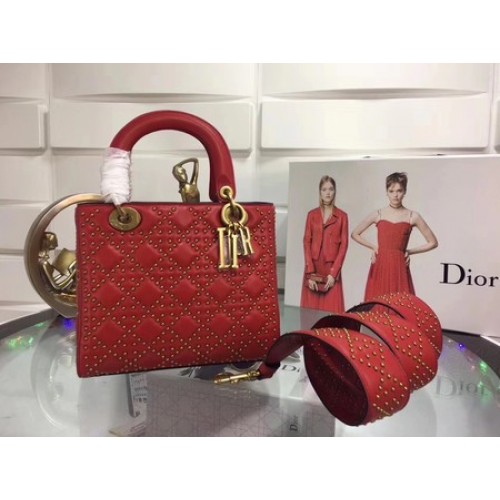 Dior Lady Dior Bag Original Sheeepskin Leather CD3892 Red