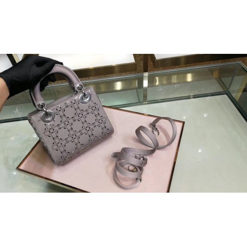 Dior Lady Original Silk Satin-Encrusted Satchel Bag 2369 Gray