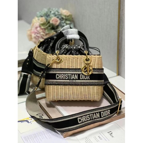 Dior MEDIUM LADY weave BAG C9916 black