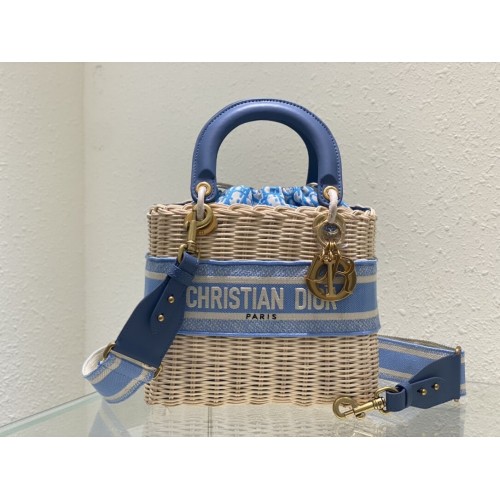 Dior MEDIUM LADY weave BAG C9916 blue