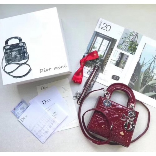 Dior MINI LADY DIOR CALFSKIN BAG M0505O burgundy