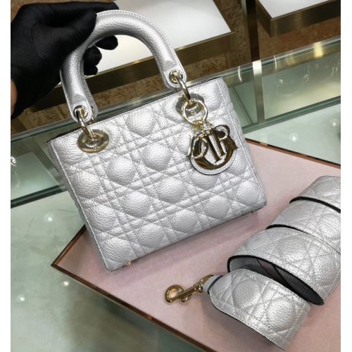 Dior MINI LADY DIOR CALFSKIN BAG M0574 Silvery white
