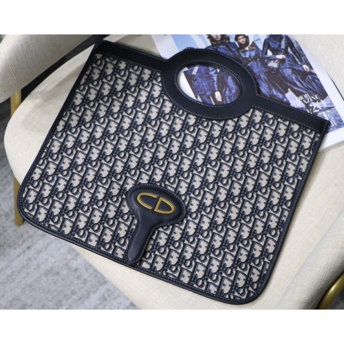 Dior Oblique Canvas Handle Cluth Bag M9009 Blue