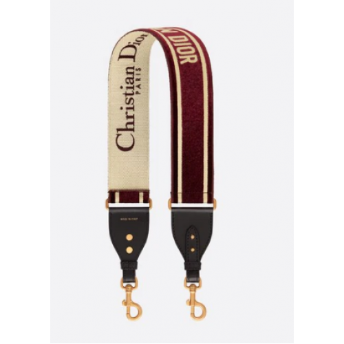 Dior Oblique Embroidered Velvet SHOULDER STRAP S8540CWVF-4 Burgundy