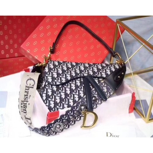 Dior SADDLE BAG IN BLUE CANVAS M0446
