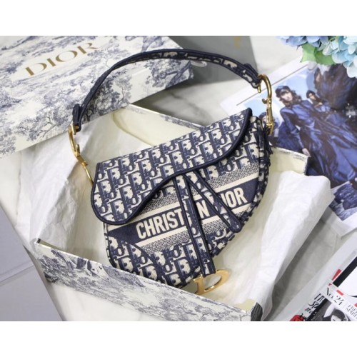 Dior SADDLE DENIM CANVAS BAG M928 denim blue