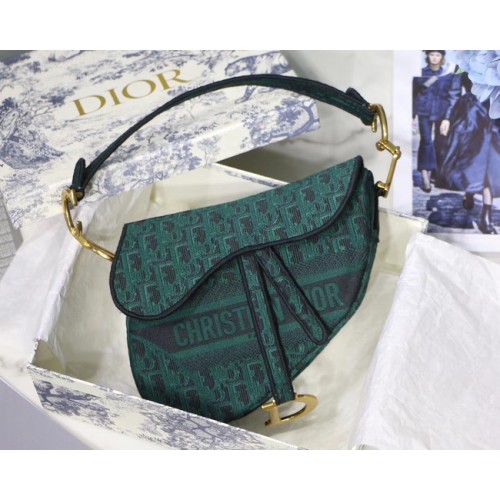Dior SADDLE DENIM CANVAS BAG M928 green