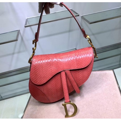 Dior SADDLE Snake skin tote C9046 pink