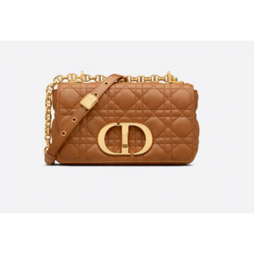Dior SMALL DIOR CARO BAG Soft Cannage Calfskin M9241 Cognac-Colored