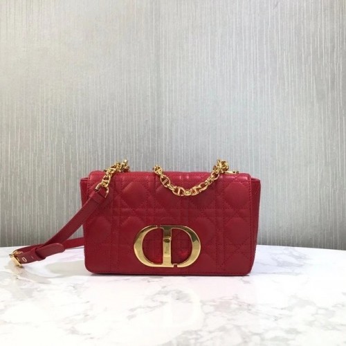 Dior SMALL DIOR CARO BAG Soft Cannage Calfskin M9241 red