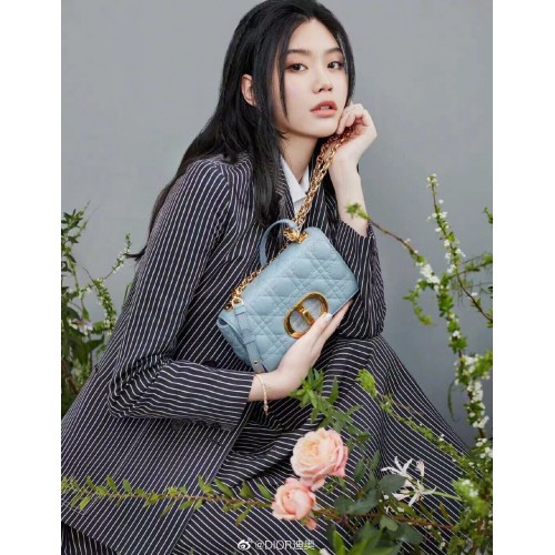 Dior SMALL DIOR CARO BAG Soft Cannage Calfskin M9241 skyblue