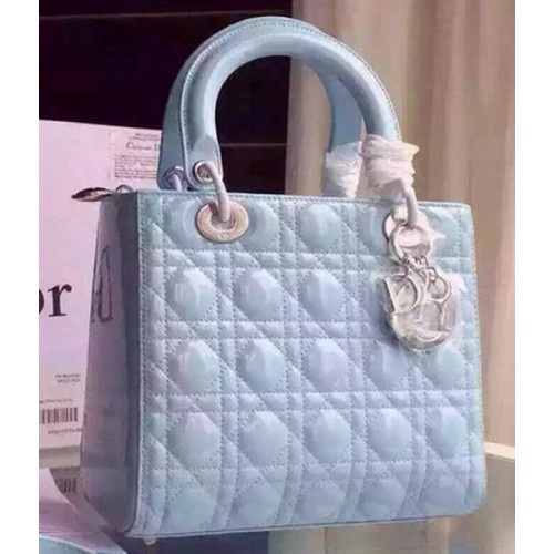 Dior Small Lady Dior Bag Patent Leather CD5502 Light Blue