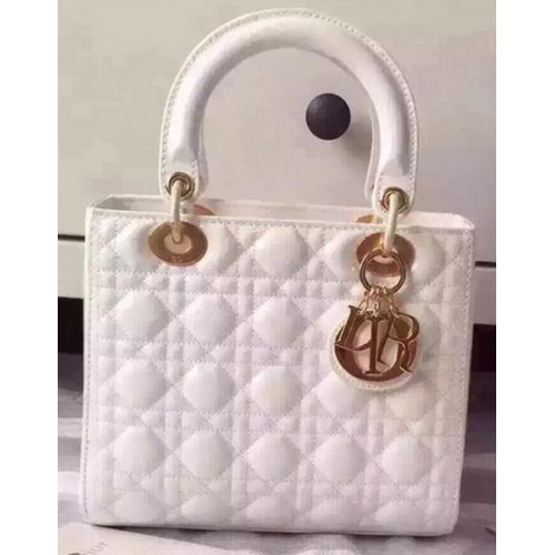 Dior Small Lady Dior Bag Patent Leather CD5502 White