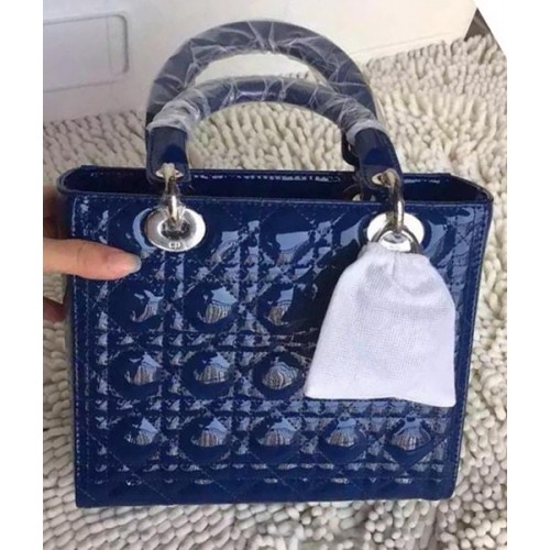 Dior Small Lady Dior Bag Patent Leather CD8239 Blue