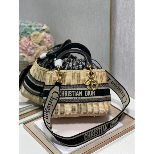 Dior Woven apricot with black leather C9908