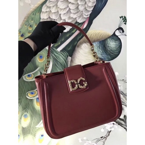 Dolce Gabbana Origianl Leather Bag 4918 Burgundy